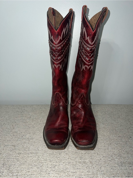 Tony Lama Shoes - Tony Lama Burgundy Red Leather Cowboy Boots